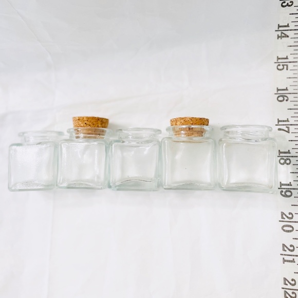 Set/Lot of 5 Pcs Vtg Apothecary / Spice Glass Jars With Stoppers - Picture 6 of 6